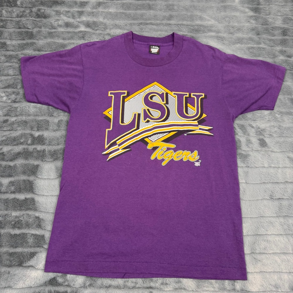 Vintage Screen Stars Best LSU Tigers T-Shirt Large Purple Made in USA 90s Tee